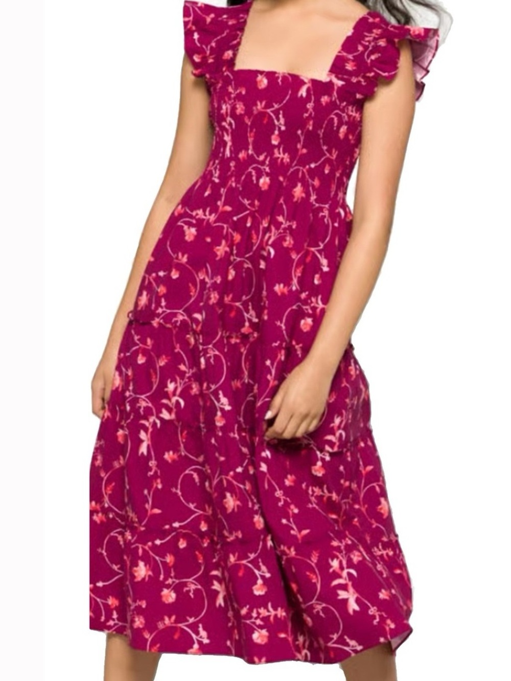 Hill House Home Ellie Nap Dress in Burgundy Botanical Floral - Medium